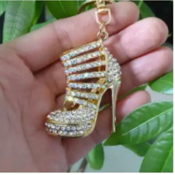 Rhinestone Stiletto Bag Charm Key Ring - Picture 3 of 4